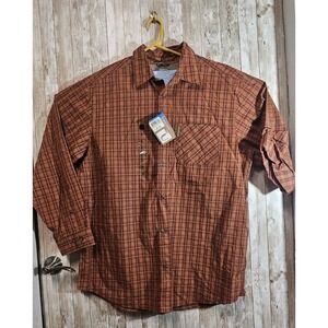 Columbia Shirt Men's XL Omni-Shade Fishing Gear Long Sleeve SPF 30 Rust Orange